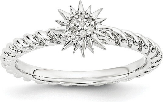 Black Bow Jewelry Co. BlackBowJewelrySterlingSilverStackable.035CtwI3H-IDiamond7mmStarRingSize9