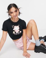 Thumbnail for your product : New Girl Order x Hello Kitty shrunken t-shirt with frill edges and fairy kitty graphic