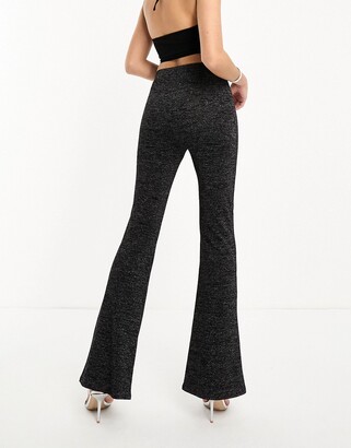 Only Tall flared pants in black glitter - ShopStyle Wide-Leg Trousers