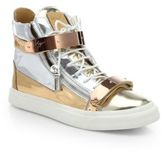 Thumbnail for your product : Giuseppe Zanotti Leather Bar High-Top Sneakers