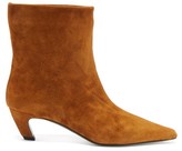 Thumbnail for your product : KHAITE Arizona Square-toe Suede Ankle Boots - Tan