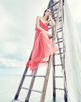 Thumbnail for your product : Halston Sleeveless Flounce-Bodice Dress, Coral