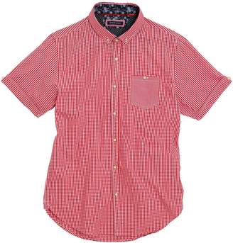 Brave Soul Mens Clement Short Sleeve Fine Gingham Checkered Shirt (M) (Red/White)