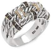 Thumbnail for your product : Effy 18K Yellow Gold, 0.39 TCW White & Black Diamond & Sterling Silver Ring
