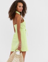 Thumbnail for your product : ASOS DESIGN halter neck mini dress in apple cord