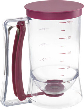 Chef Buddy Pancake Batter Dispenser - 4-Cup Batter Dispenser with Squeeze Handle for Pancakes, Waffles, Muffins, and Crepes - Baking Tools