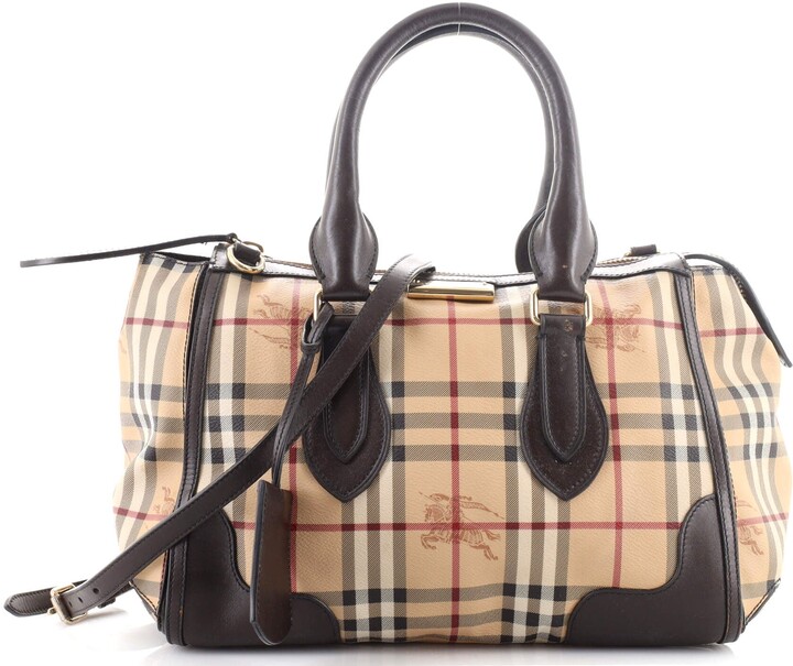 Burberry Gladstone Convertible Satchel Haymarket Coated Canvas Small -  ShopStyle