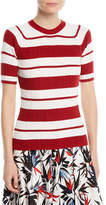 Thumbnail for your product : Jason Wu Crewneck Short-Sleeve Striped Ribbed Sweater