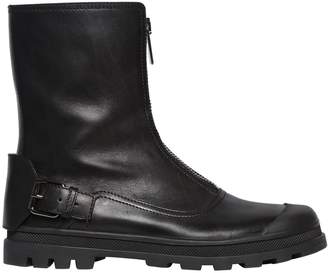Diesel Black Gold Front Zip Leather Boots