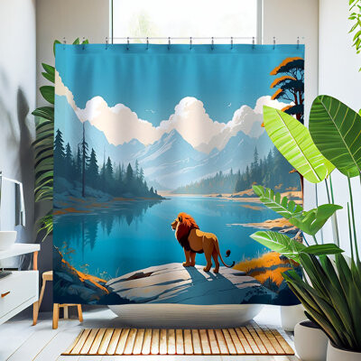 ULLI HOME Bowlen Lion Shower Curtain