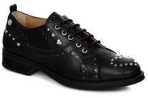 Love Moschino Women's Black Leather Lace-up Shoes.