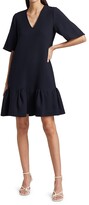 Thumbnail for your product : Lela Rose Wool Crepe Flounce Hem Tunic Dress