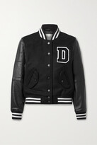 Thumbnail for your product : Deadwood + Net Sustain Kit Appliquéd Wool And Recycled Leather Bomber Jacket - Black