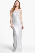 Thumbnail for your product : Laundry by Shelli Segal Faux Leather Sequin Tank Gown