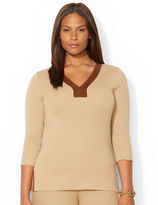 Thumbnail for your product : Lauren Ralph Lauren Plus Cotton V-Neck Top