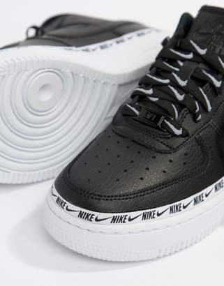 Nike Black Air Force 1 Swoosh Tape Sneakers
