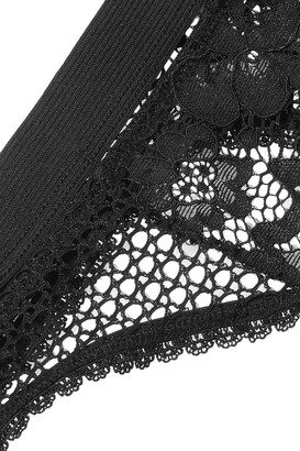 ELSE Petunia Stretch-mesh And Corded Lace Thong