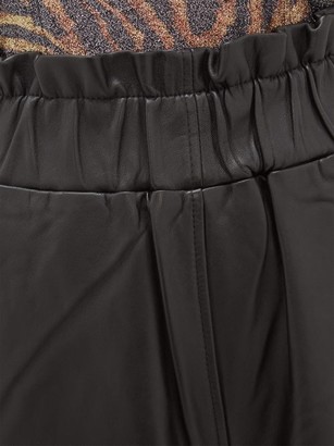 Ganni Elasticated-waist Leather Wide-leg Trousers - Black