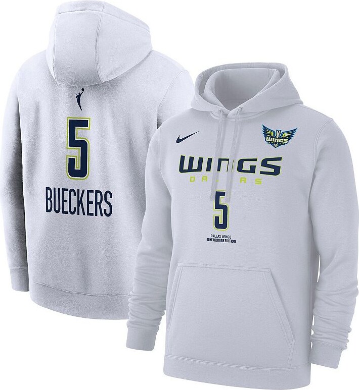 Men's Nike Paige Bueckers White Dallas Wings 2025 WNBA Draft Heroine Edition Name & Number Pullover Hoodie