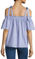 Thumbnail for your product : Tanya Taylor Becca Embroidered Off-the-Shoulder Top, Blue/White
