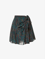 Thumbnail for your product : Reiss Skyla reptile-print crepe mini wrap skirt