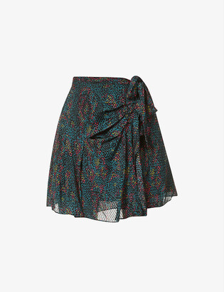 Reiss Skyla reptile-print crepe mini wrap skirt