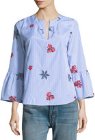 Thumbnail for your product : Collective Concepts Floral-Embroidered Striped Blouse