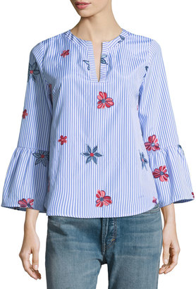 Collective Concepts Floral-Embroidered Striped Blouse