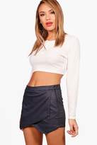 Thumbnail for your product : boohoo Wrap Front Denim Skort