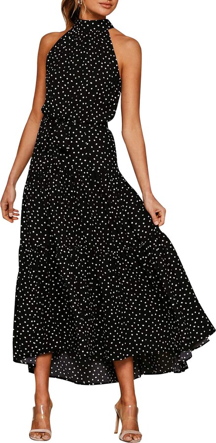 long black halter neck dress