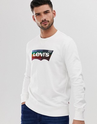Levi's large rainbow batwing logo sweatshirt in marshmallow white