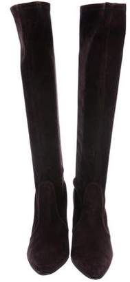 Stuart Weitzman Pointed-Toe Suede Knee-High Boots