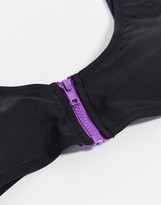Thumbnail for your product : Candypants zip front bikini top in black