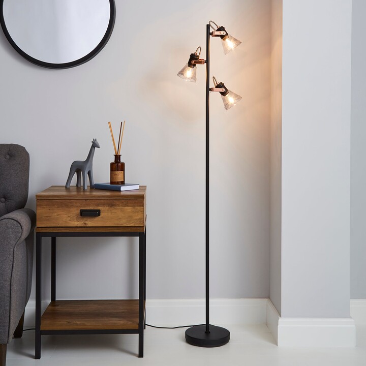 Dunelm Milas 3 Light Black Industrial Floor Lamp Black ShopStyle