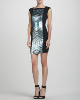 Thumbnail for your product : Rena Lange Sequin-Panel Knit Sheath Dress
