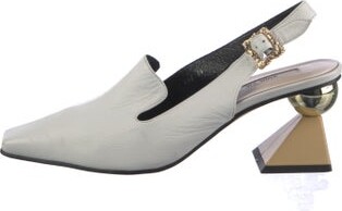 YUUL YIE Leather Colorblock Pattern Slingback Pumps