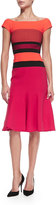 Thumbnail for your product : J. Mendel Cap-Sleeve Dress W/ Striped Waist