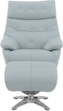 Latitude Run Janella Top Grain Leather Accent Chair with Swivel Ottoman