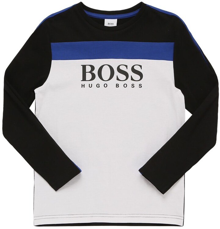 HUGO BOSS Logo Print L/S Cotton Jersey T-Shirt - ShopStyle Boys' Tees