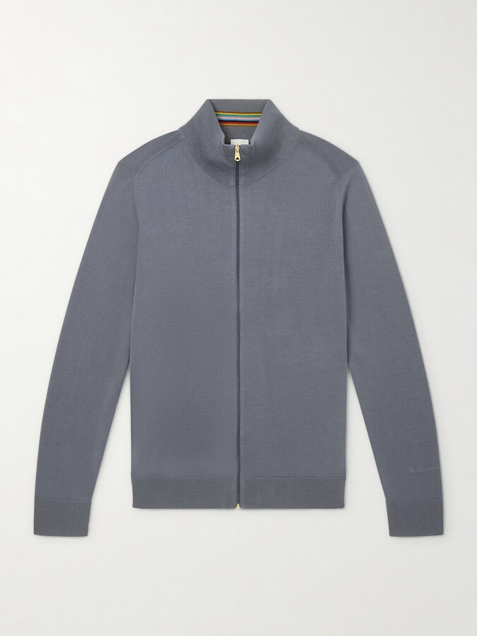 Paul Smith Merino Wool Zip-Up Cardigan