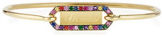 Prive Jemma Wynne Personalized Rectangle Bangle with Multicolor Stones in 18K Gold