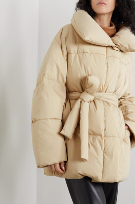 Acne Studios Belted Quilted Cotton-blend Down Jacket - Beige - ShopStyle