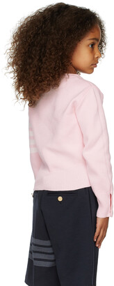 Thom Browne Kids Pink Cotton 4-Bar Sweater