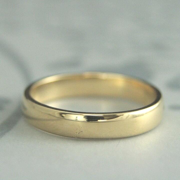 Etsy Wedding Ring 18K Band Men's Women's 4mm Simple Half Round