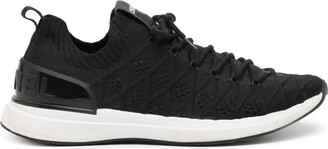 Chanel Pre Owned Rib-Knit Lace-Up Sneakers