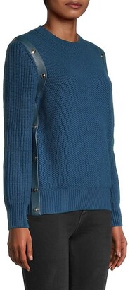 Ferragamo Leather-Trim Cashmere-Blend Sweater