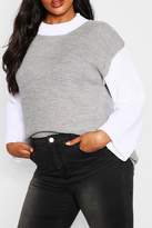 Thumbnail for your product : boohoo Plus Colour Block High Neck Sweater