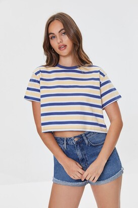 Boxy Jersey Tee - Frosted Blue/ Red Stripe