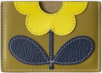 Orla Kiely Giant Flower Leather Card Holder - Moss