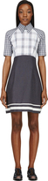 Thumbnail for your product : Thom Browne Blue Plaid Pleated Release Shirt-Dress
